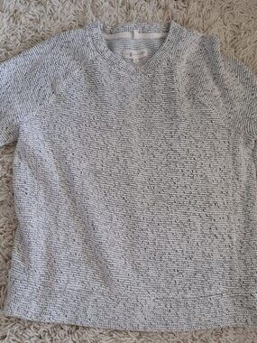 Lou & Grey LOFT Womens M Textured Knit Sweater Gray Crewneck Cotton Blend Cozy